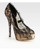 Dolce & Gabbana Lacecovered Satin Platform Pumps - Lyst