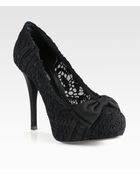 Dolce & Gabbana Lace Bow Platform Pumps - Lyst