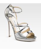 Jimmy Choo Frost Mirrored Leather Sandals - Lyst