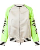 MSGM Embroidered Duchesse Satin Bomber Jacket - Lyst
