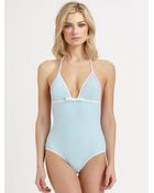 Oscar de la Renta Onepiece Bowfront Swimsuit - Lyst