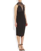 Rick Owens Prong Mesh-Paneled Silk-Crepe Dress - Lyst