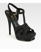 Saint Laurent Tribute Sparkly Suede Platform Sandals - Lyst
