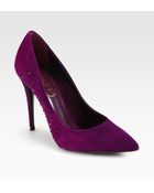 Saint Laurent Clara Suede Crystalembellished Pumps - Lyst