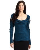 Zac Posen Silk Jacquard Cold Shoulder Top - Lyst