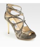 Jimmy Choo Latina Lizardprint Leather Sandals - Lyst