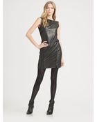 Theory Leather Combination Sheath Dress - Lyst