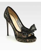 Valentino Couture Lace Satin Bow Pumps - Lyst
