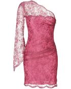 Emilio Pucci One Shoulder Lace Overlay Dress In Bordeaux - Lyst