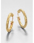 Roberto Coin 18k Yellow Gold Hammered Hoop Earrings1 - Lyst