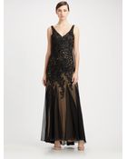 Sue Wong Embroidered Tulle Gown - Lyst
