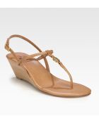 Tory Burch Emmy Leather Wedge Sandals - Lyst
