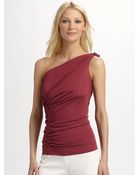 Alberta Ferretti Ruched One Shoulder Jersey Top - Lyst