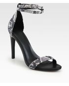 Tibi Amber Snakeembossed Leather Sandals - Lyst