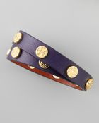 Tory Burch Logo studded Leather Wrap Bracelet - Lyst