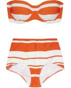 Dolce & Gabbana Striped Bandeau Bikini - Lyst