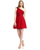 Halston Heritage Gathered One Shoulder Silk Dress - Lyst