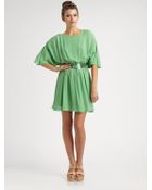 Alice + Olivia Bette Belted Silk Dress - Lyst