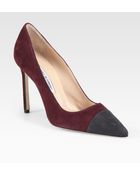 Manolo Blahnik Bipunta Suede Pumps - Lyst