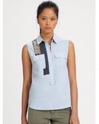 Sachin & Babi Magnolia Embellished Chambray Cotton Shirt - Lyst