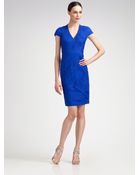 Tadashi Shoji Pintucked Silk Dress - Lyst