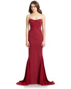Zac Posen Strapless Chiffon Inset Bonded Jersey Gown - Lyst