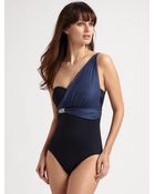 Badgley Mischka One shoulder One-piece Swimsuit - Lyst