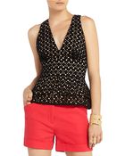 BCBGMAXAZRIA Karlie Eyelet Peplum Top - Lyst