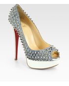 Christian Louboutin Lady Spiked Denim Platform Pumps - Lyst