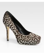 Gucci Leopardprint Calf Hair Platform Pumps - Lyst