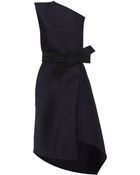 Lanvin Duchess Satin Belted Dress - Lyst