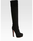 Prada Suede Overtheknee Platform Boots - Lyst