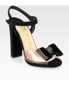 Christian Louboutin One Bow Suede Patent Leather Sandals - Lyst