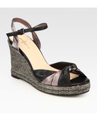 Cole Haan Cascadia Metallic Leather Raffia Wedge Sandals - Lyst