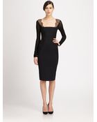 Donna Karan New York Lacepaneled Stretch Jersey Dress - Lyst