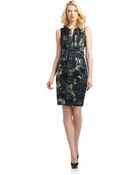 Elie Tahari Dorris Silk Satin Abstract Dress - Lyst