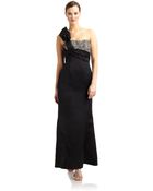 Giorgio Armani Ruffled One Shoulder Beaded Silk Gown - Lyst