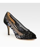 Oscar de la Renta Sequinmesh Satin Pumps - Lyst
