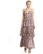 Aidan Mattox Tiered Floral Print Dress - Lyst