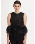 Alexander McQueen Feather Trimmed Silk Top - Lyst