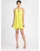 BCBGMAXAZRIA Silk Chiffon Halter Dress - Lyst