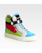 Giuseppe Zanotti Colorblock Suede Wedge Sneakers - Lyst