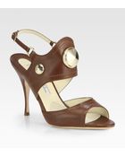 Brian Atwood Afrodita Studded Leather Sandals - Lyst