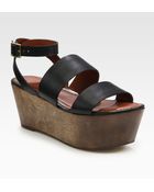 Elizabeth And James Leather Wood Platform Sandals - Lyst