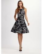Oscar de la Renta Scribble Print Silk Dress - Lyst