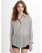 Elizabeth And James Striped Cotton Shirtgreywhite - Lyst