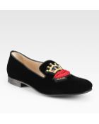 Prada Lips Velvet Smoking Slippers - Lyst