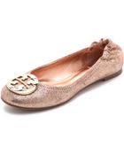 Tory Burch Reva Metallic Ballet Flats - Lyst