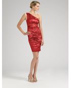 Nicole Miller Asymmetric Ruched Dress - Lyst