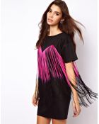 Asos Tee Dress with Fringing - Lyst